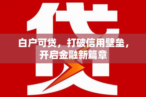 东宝白户可贷，打破信用壁垒，开启金融新篇章